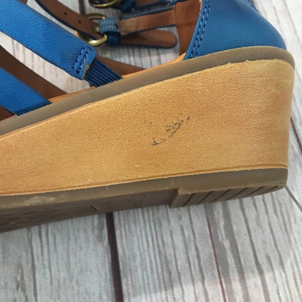 Baretraps Zazie Blue Leather Studded Wedge Strappy Comfort Sandals 6 - Picture 7 of 8